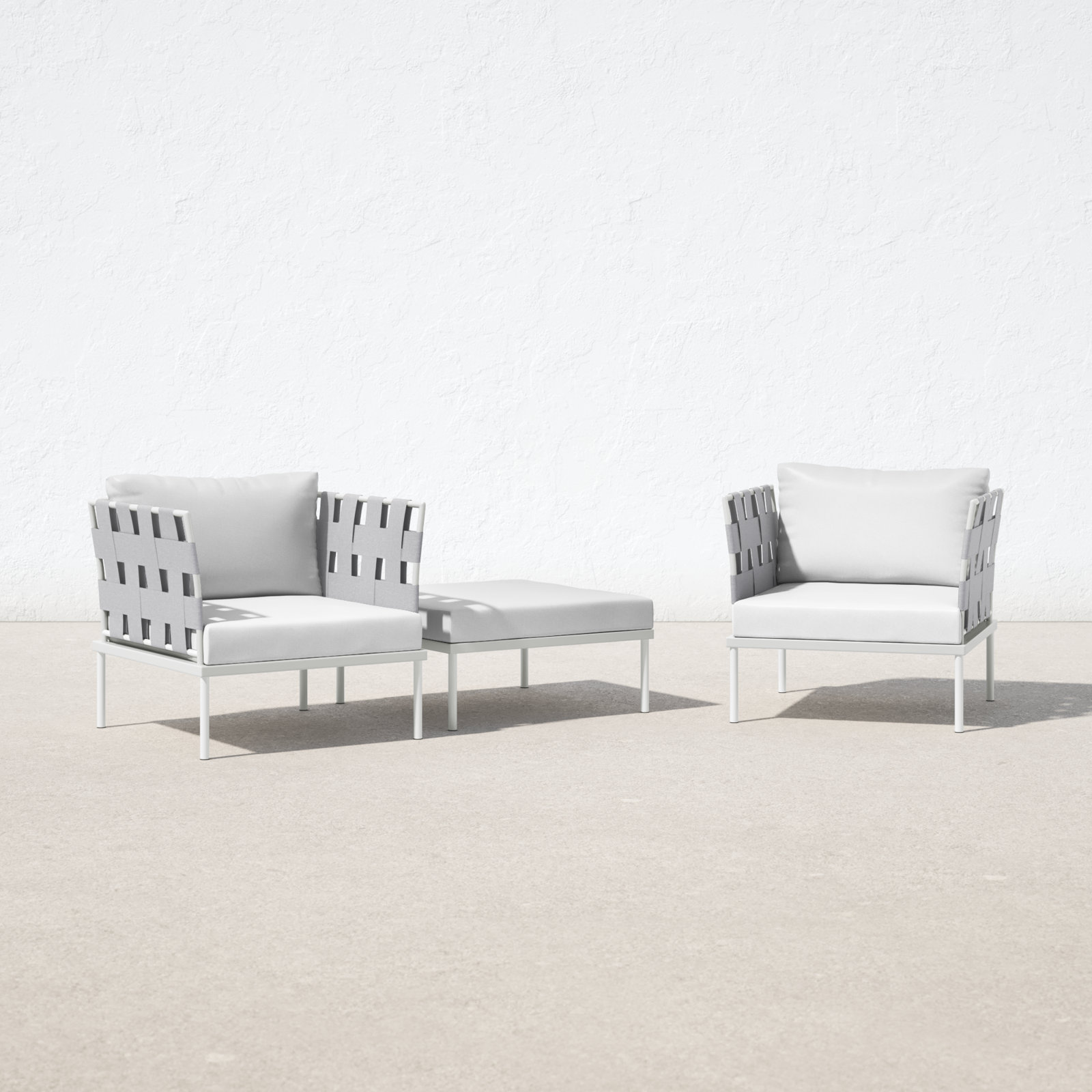 Harmony 3-piece Outdoor Patio Aluminum Set, White