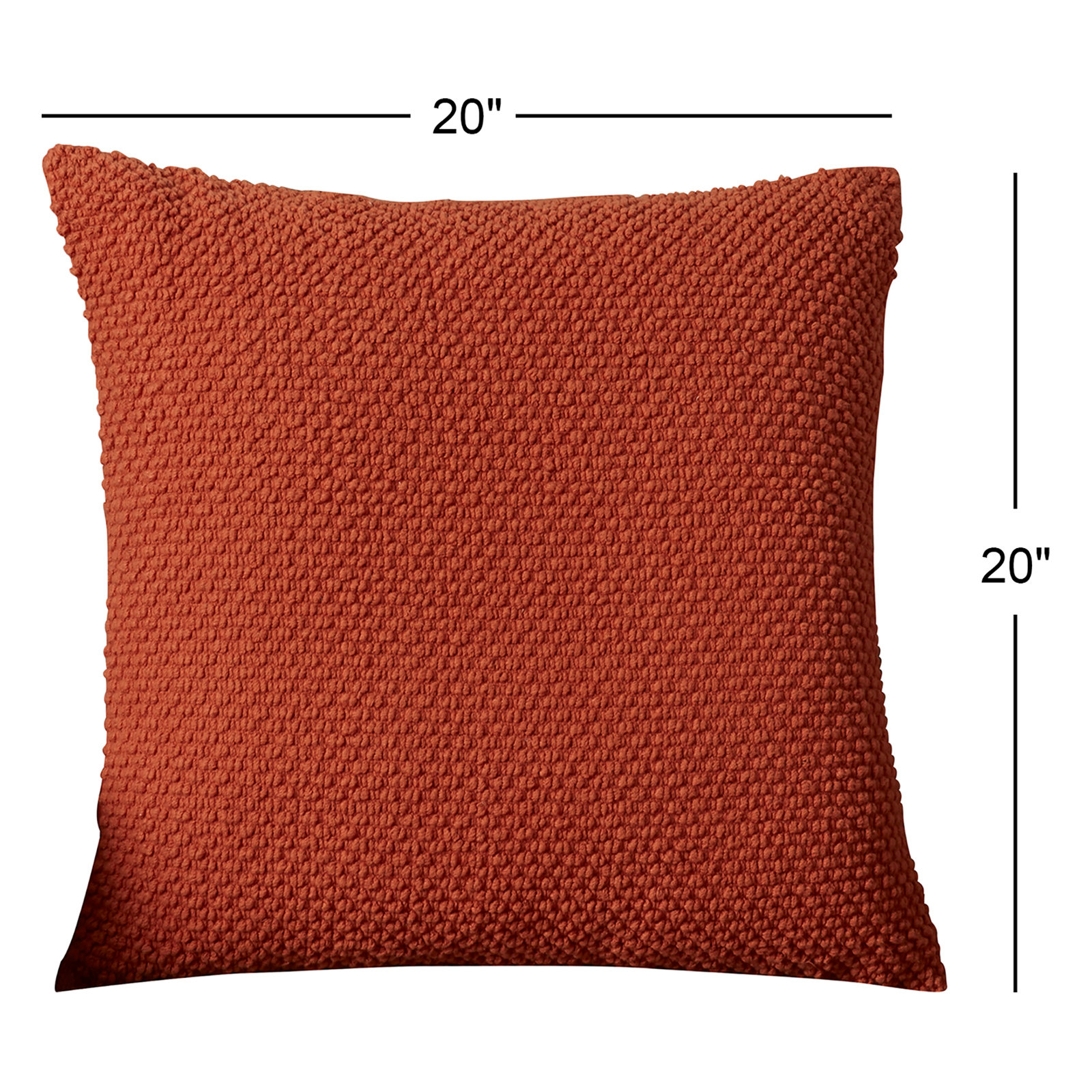 Mansel Textured Throw Pillow, Dark Orange, Square 20", Polyester
