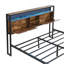 Base de lit plateforme pleine grandeur en métal avec tête de lit en bois et pied de lit USB, station de charge, 2 tiroirs, rangement, lumières DEL, aucun sommier requis, assemblage facile-2092682007