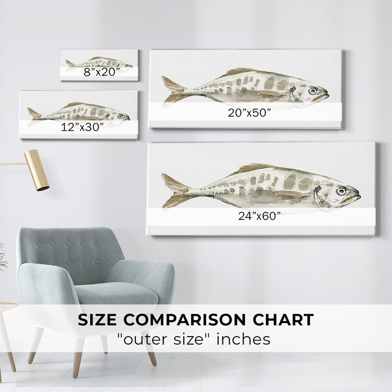 «Silver Fish Ii», reproduction sur toile, H 8 po x l 20 po x P 1,5 po