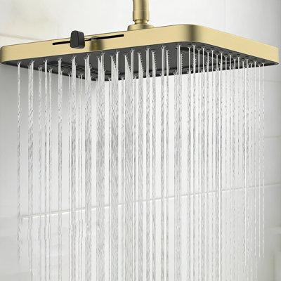 Pomme de douche à pluie haute pression 13 po, 5 modes de jet avec rotule réglable