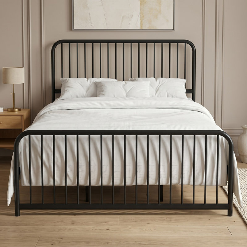 Lit plateforme simple en métal Kanab, Lit simple, Black