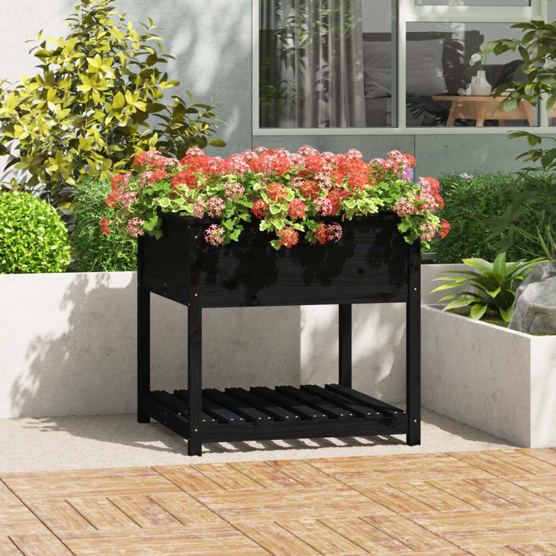Aalap Wood Raised Garden Bed, 81cm H x 82.5cm W x 82.5cm D, Black