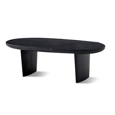 Black Solid Wood Oval Coffee Table
