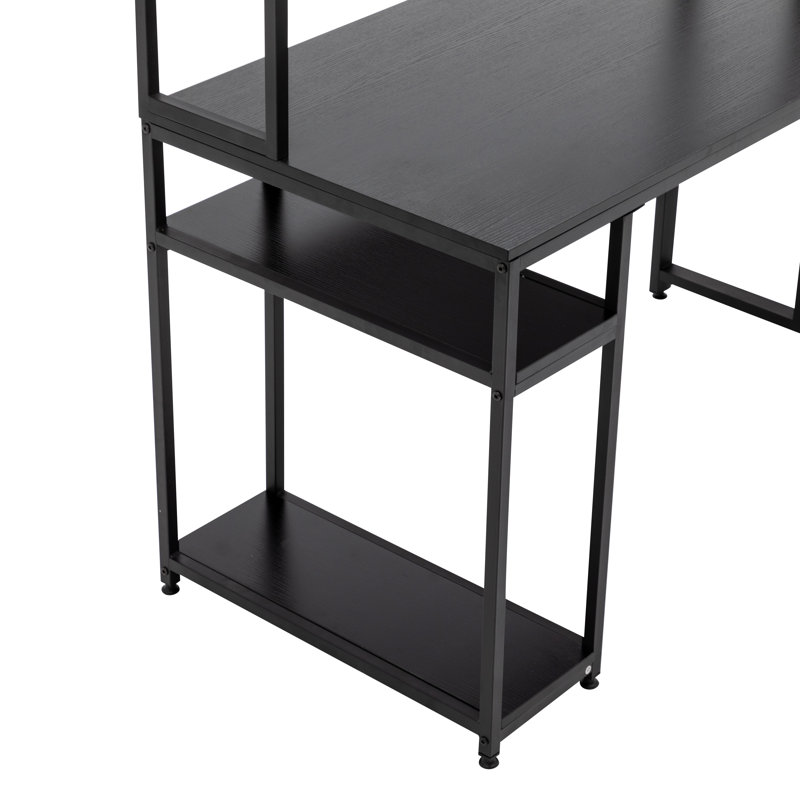 Bureau double avec huche Home Office, Noir