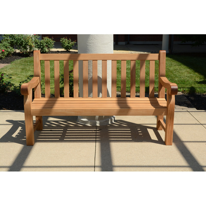 Theodore Teak Outdoor Commercial Bench, 38" H x 60" W x 28.25" D