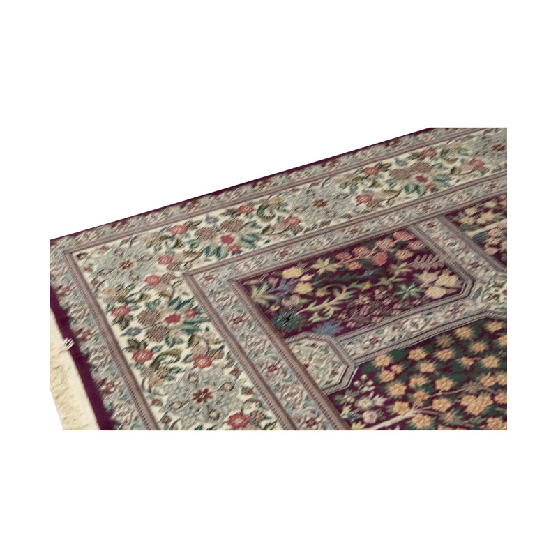 Tapis prune et ivoire noué à la main de haute qualité