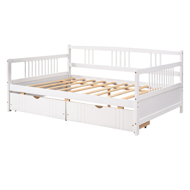 Lit de jour de taille blanche avec deux tiroirs - Bois massif stable, fonction peu encombrante, atout multifonctionnel, instructions d'assemblage faciles.