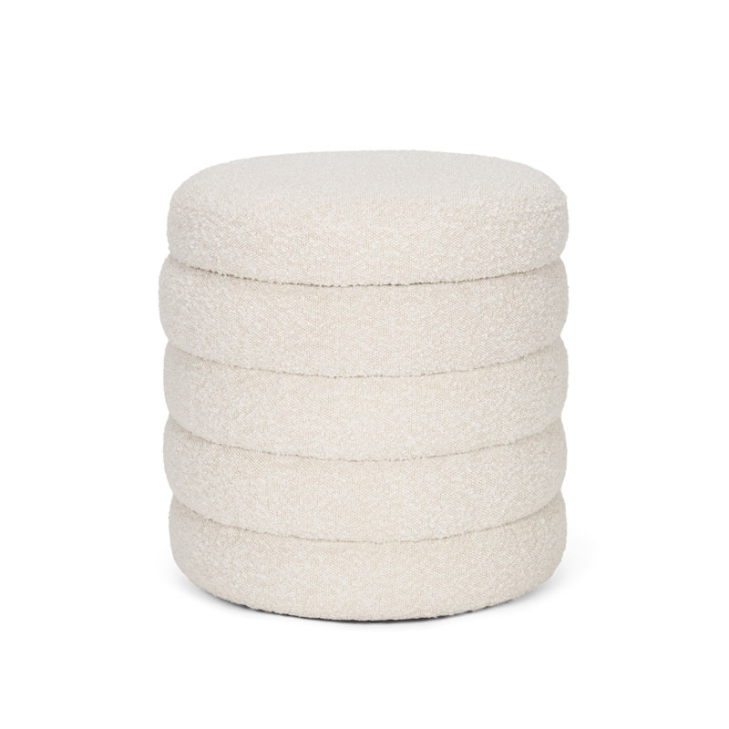 Luvern Upholstered Ottoman, Cream Polyester Blend