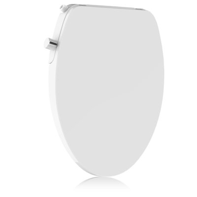 Round Bidet Toilet Seat with Quiet-Close, Non-Electric Bidet Toilet Seat with Self Cleaning Dual Nozzles, Fit Round Toilet Seat, White Bidet Seat