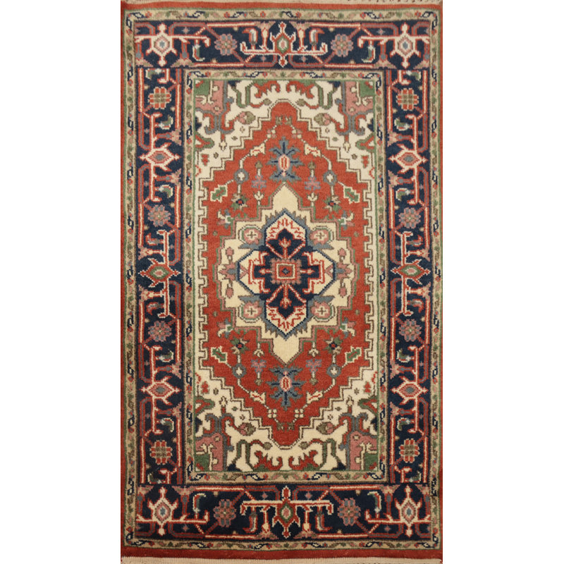 Tapis géométrique traditionnel en laine fait à la main 3 x 5