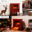 Foyer électrique autoportant de 18 pouces en rouge avec flamme 3D, double protection, chaleur 1400W / 700W, 5000 's, 50000 heures de DEL, conception panoramique, base amovible, poêle à commandes simples, finition,