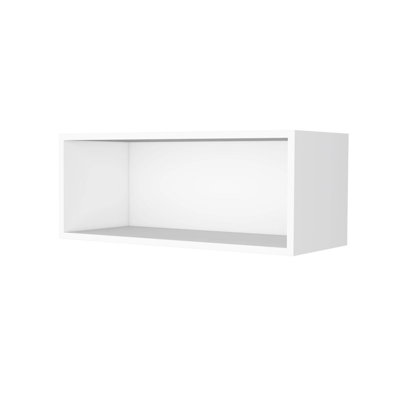 Armoire murale de cuisine blanche avec partie de rangement ouverte, à l'abri de l'écaillage, garde les bols à épices en bon état, secteur de 12 pouces de haut, traité pour ternir, ranger les pots, dimensions 12 x 30 x 12,5