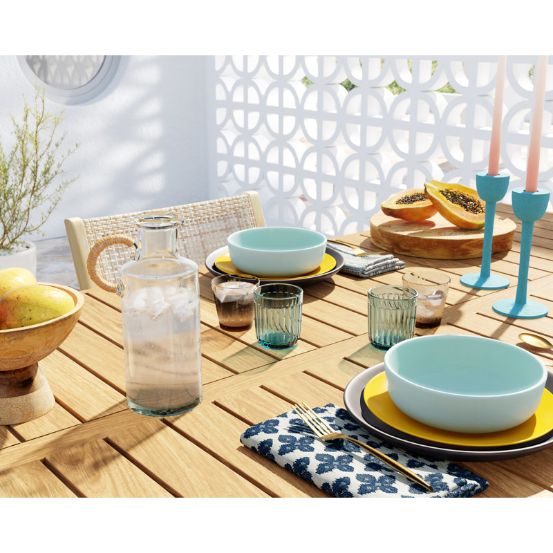 Wazee Matte 16 Piece Dinnerware Set, Service for 4, Mineral Blue