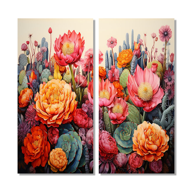 Zane - ensemble de 2 reproductions d'art sur toile orange, H 40 po x l 40 po, Toile tendue, Ne s’applique pas