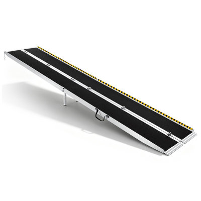 Portable Wheelchair Ramp, 12 FT, Aluminum, 1 Pack, Folding Handicap Ramp, Black, 800 lbs Capacity with Non-Slip Surface and Adjustable Support Legs