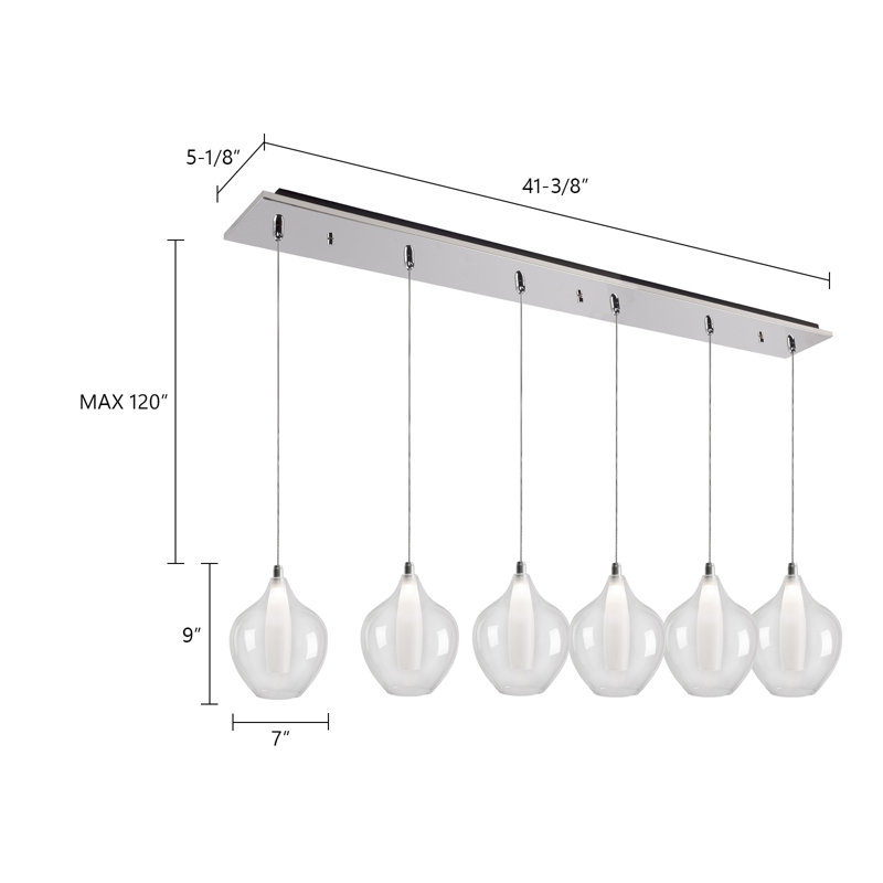 Victoria LED Pendant, 6 Lights, 17 W