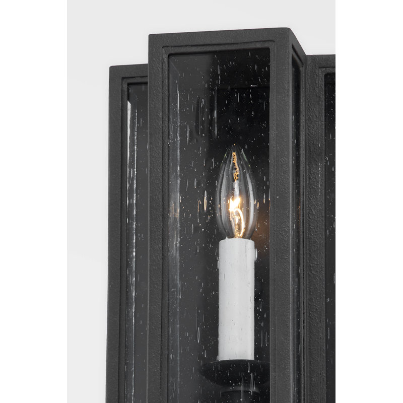 Leor - 1 Light Exterior Wall Sconce - Small - Textured Black Frame - Clear Glass