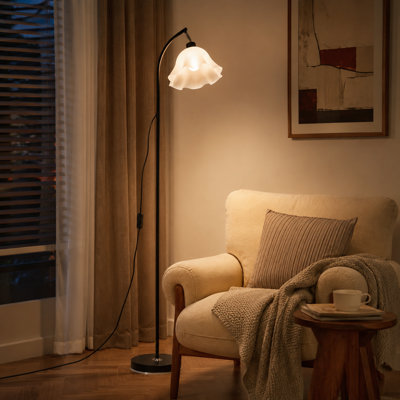 61'' Arced Task /Reading Floor Lamp with Adjustable Petal Lamp Head, LED Bulb For Living Room, Bedroom, Office
