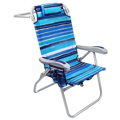 Slader Backpack Beach Chairs, Folding Heavy Duty Camping Chair with Large Pockets and Cup Holder