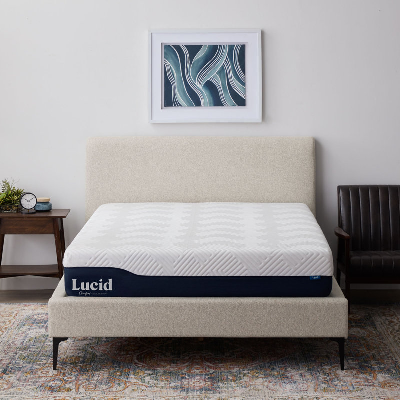Matelas hybride infusé de gel et d'aloès Lucid Comfort, Très grand simple, 12"