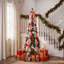 Sapin de Noël artificiel pliable pré-illuminé de 1,80 m avec 200 lumières DEL blanc chaud et décorations rouges et argentées