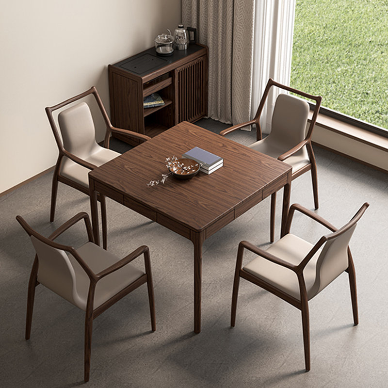 Table de poker carrée en bois massif Nut-brown, Brun noisette