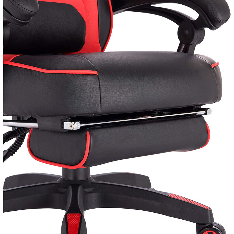 Inbox Zero Adjustable Swiveling PC & Racing Game Chair, Red/Black