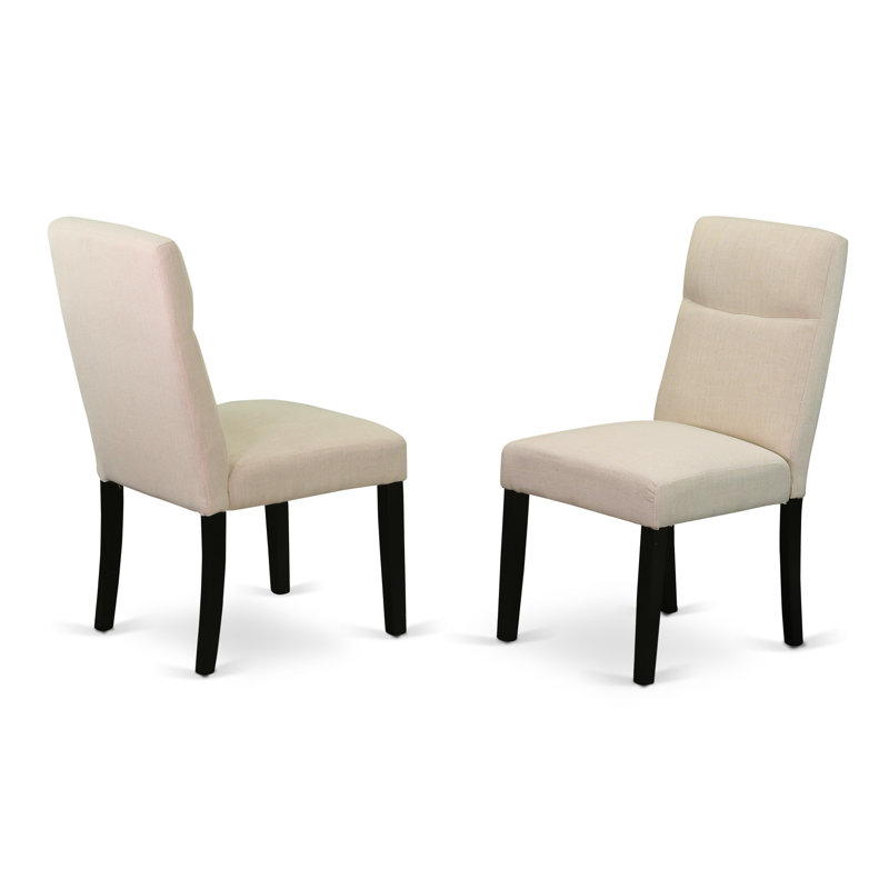 Chaise parsons rembourrée en bois massif Damron, Beige, Noir