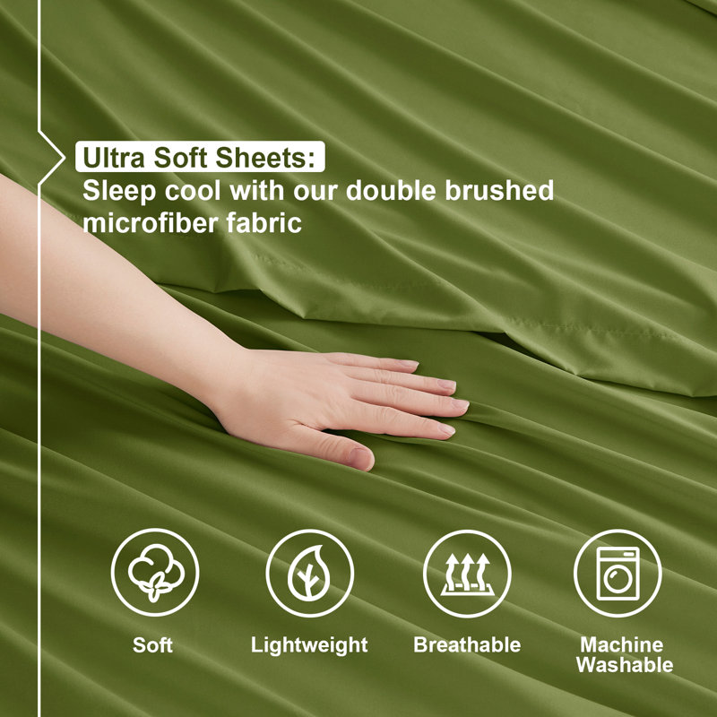  Ensemble de draps double brossé de luxe pour hôtel avec draps et taies d'oreiller très doux, Drap pour lit simple