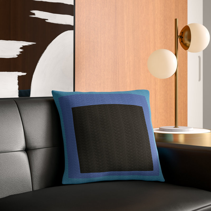 Vasquez 100% Cotton Throw Pillow Cover, 22" H x 22" W x 1" D, Black\Blue
