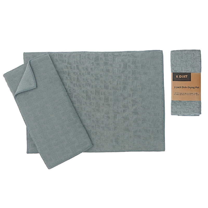 Tapis de vaisselle en microfibre 2 pièces, Gris clair