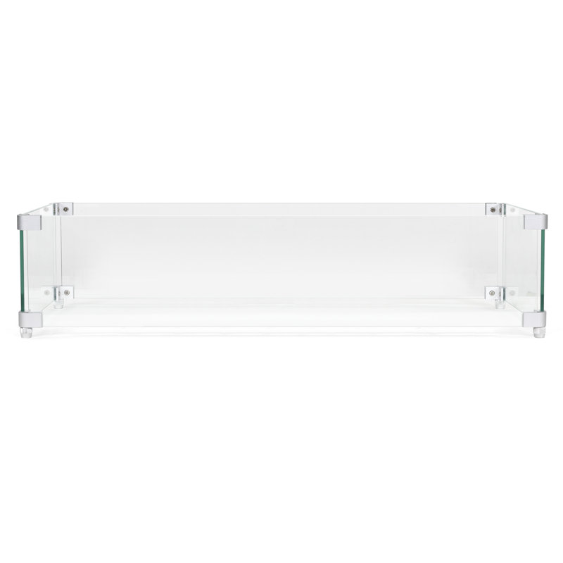 Rectangular Transparent Tempered Glass Fire Pit Wind Guard