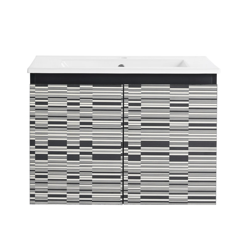 Meuble-lavabo mural 24 po avec lavabo en céramique et porte d'armoire à fermeture en douceur 24 po