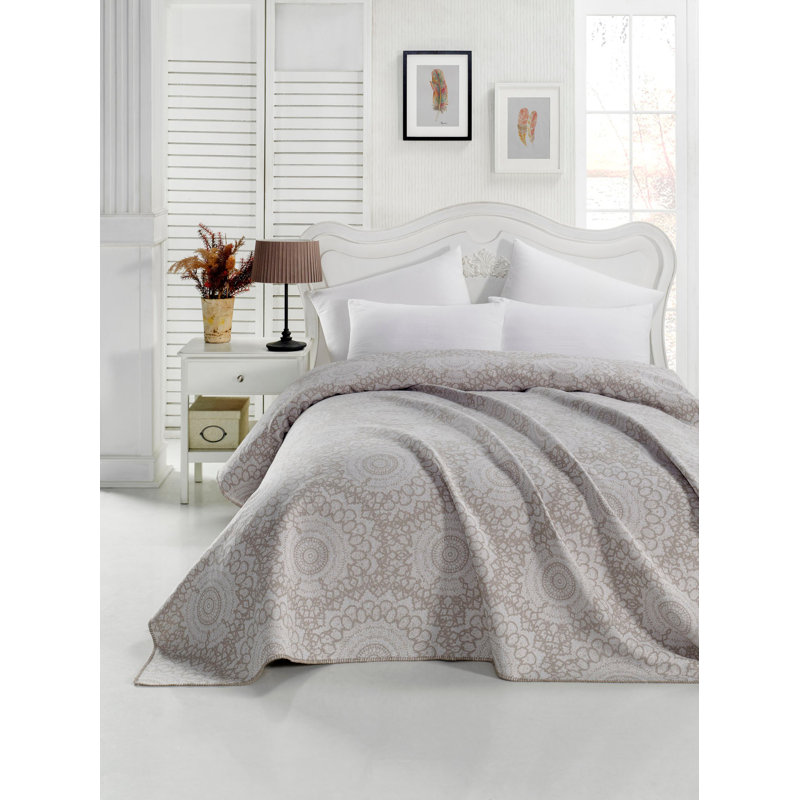 Ensemble de couvre-lit 100% coton 3 pièces Raynaud, Brun