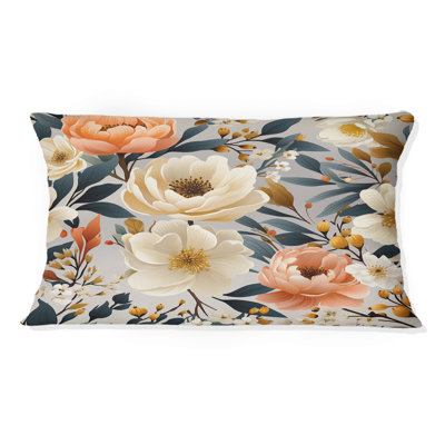 Coral Rustic Elegance Floral Pattern - Floral Printed Throw Pillow