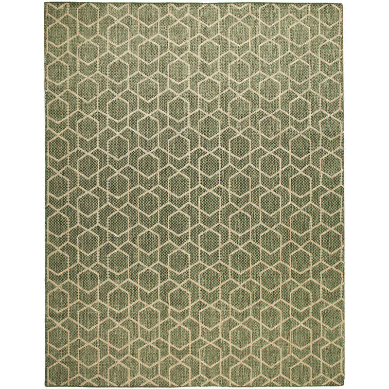 Reidy Modern Indoor/Outdoor Rug, Rectangle 9' x 12', Green