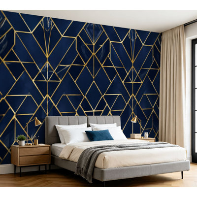 Wall Mural Peel and Stick Wallpaper Luxury Gold Geometric Abstract art golden glitter mountain marble line Self-Adhesive Removable Contact Paper Wall Decor for Living Room Bedroom 100"H x 144"W