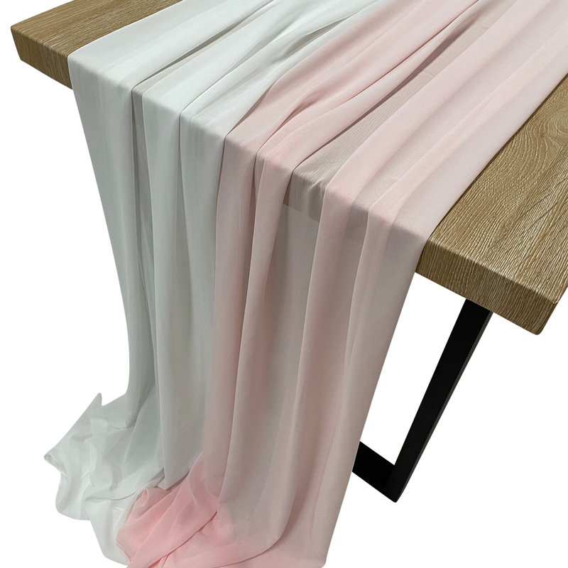 Chemin de table Comfrey, Blanc/rose