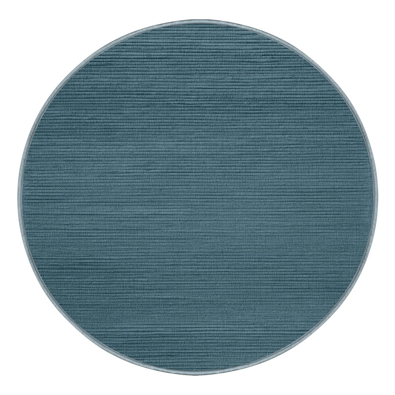 Tapis bleu uni lavable à la machine, Rond 4 pi