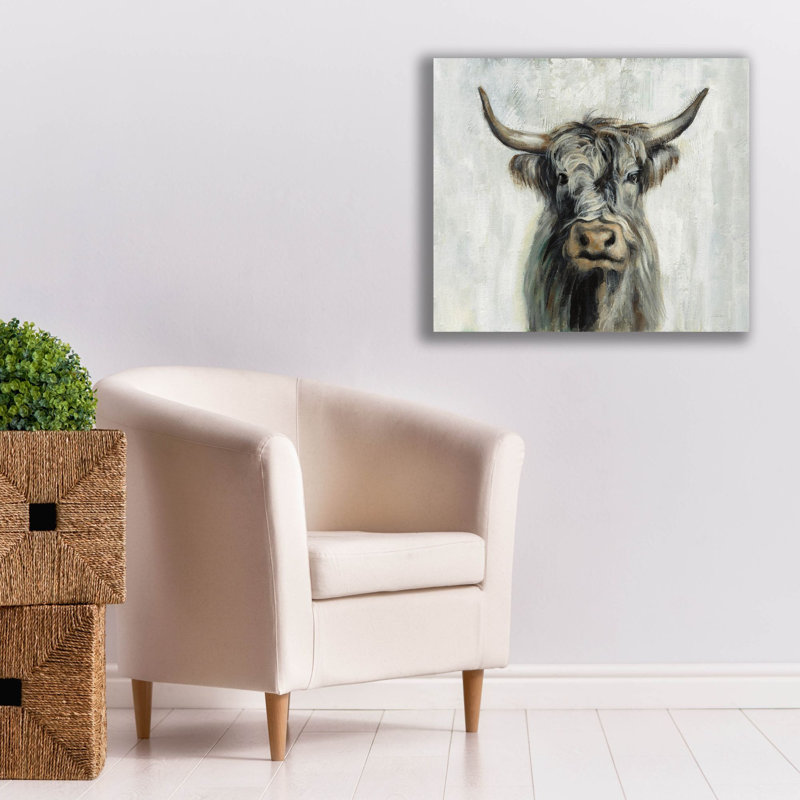 «Highland Cow Horizontal» par Silvia Vassileva, art mural sur toile, H 26 po x l 30 po x P 1,5 po