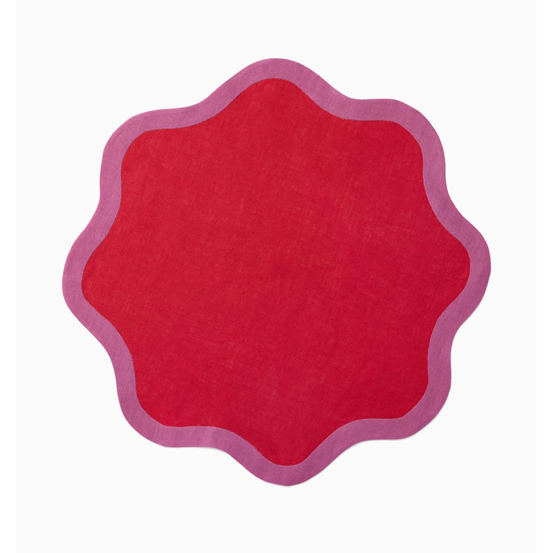 Ondulato Linen Novelty Napkins, Poppy/Flamingo