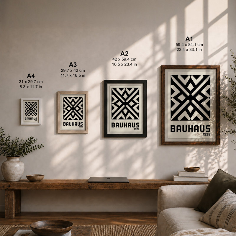 Bauhaus Geometry Geometric - Framed Print, A3 - 42.0 x 29.7 cm, White