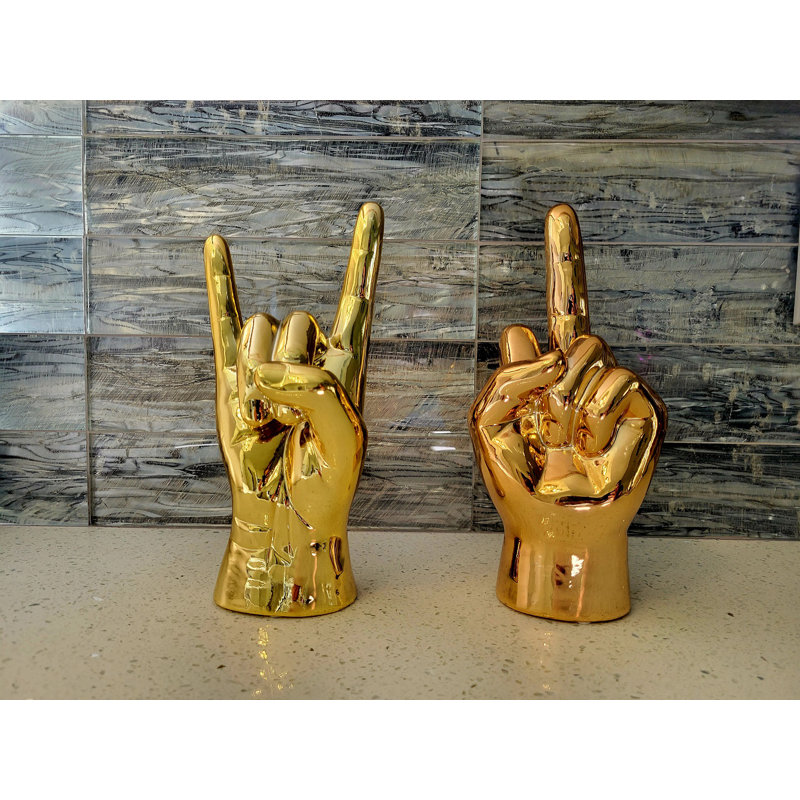 Interior Illusions Plus Gold Rock On hand Tabletop - 9in tall