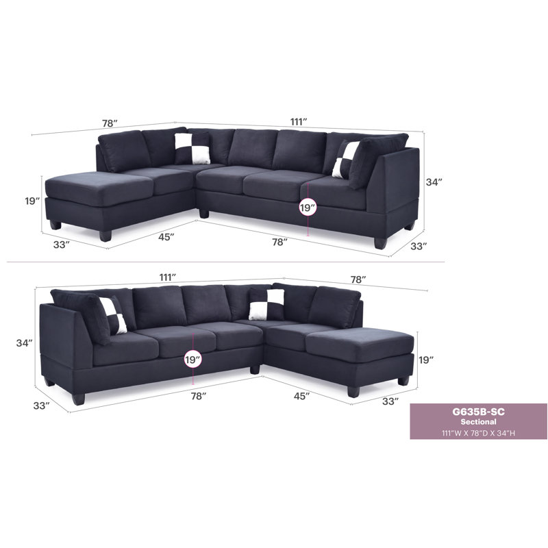 Canapé modulaire, Microfibre noire / microsuède
