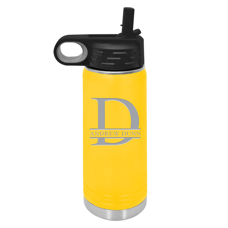 20 oz. Bouteille d'eau en acier inoxydable isotherme avec paille, Jaune, Oui