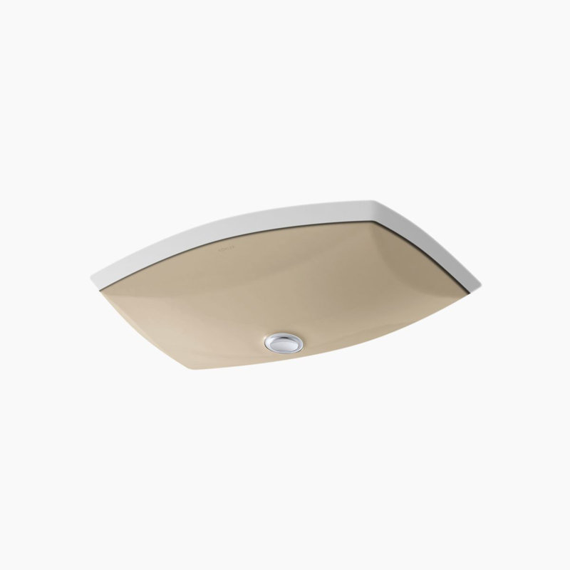 Lavabo de salle de bain sous-comptoir en céramique avec trop-plein Kelston®, Sable mexicain