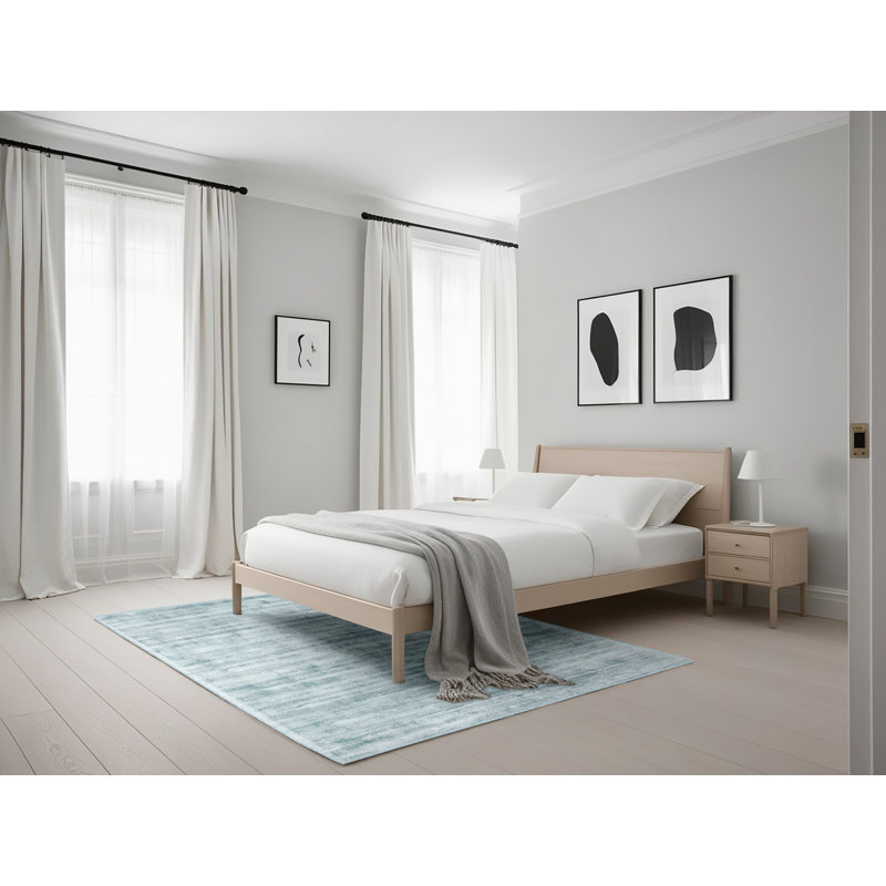 Tapis contemporain bleu ciel, Rectangle 5 pi x 7 pi