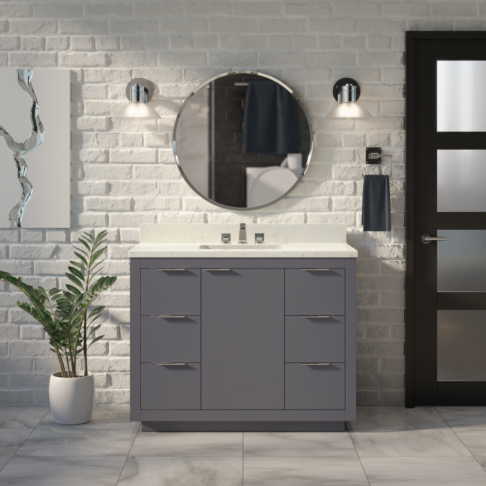Anastazia 42'' Single Bathroom Vanity, Marine Gray