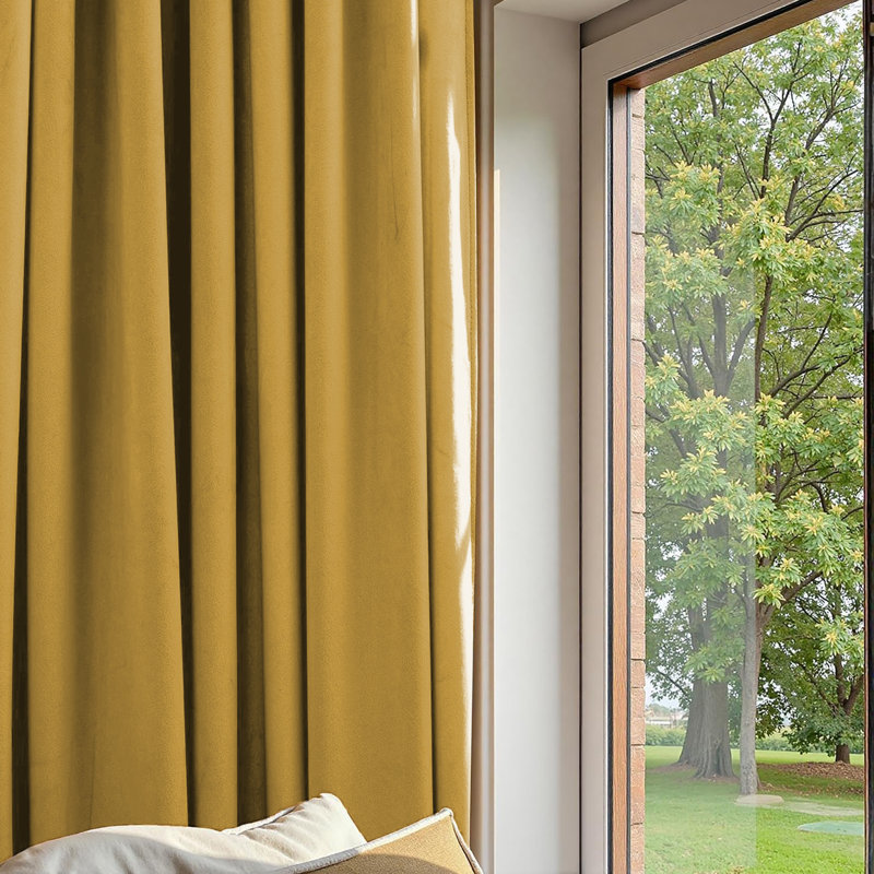 Luxury Crushed Velvet Eyelet sheer Curtain, 116.84cm Width x 137.16cm Drop, Ochre